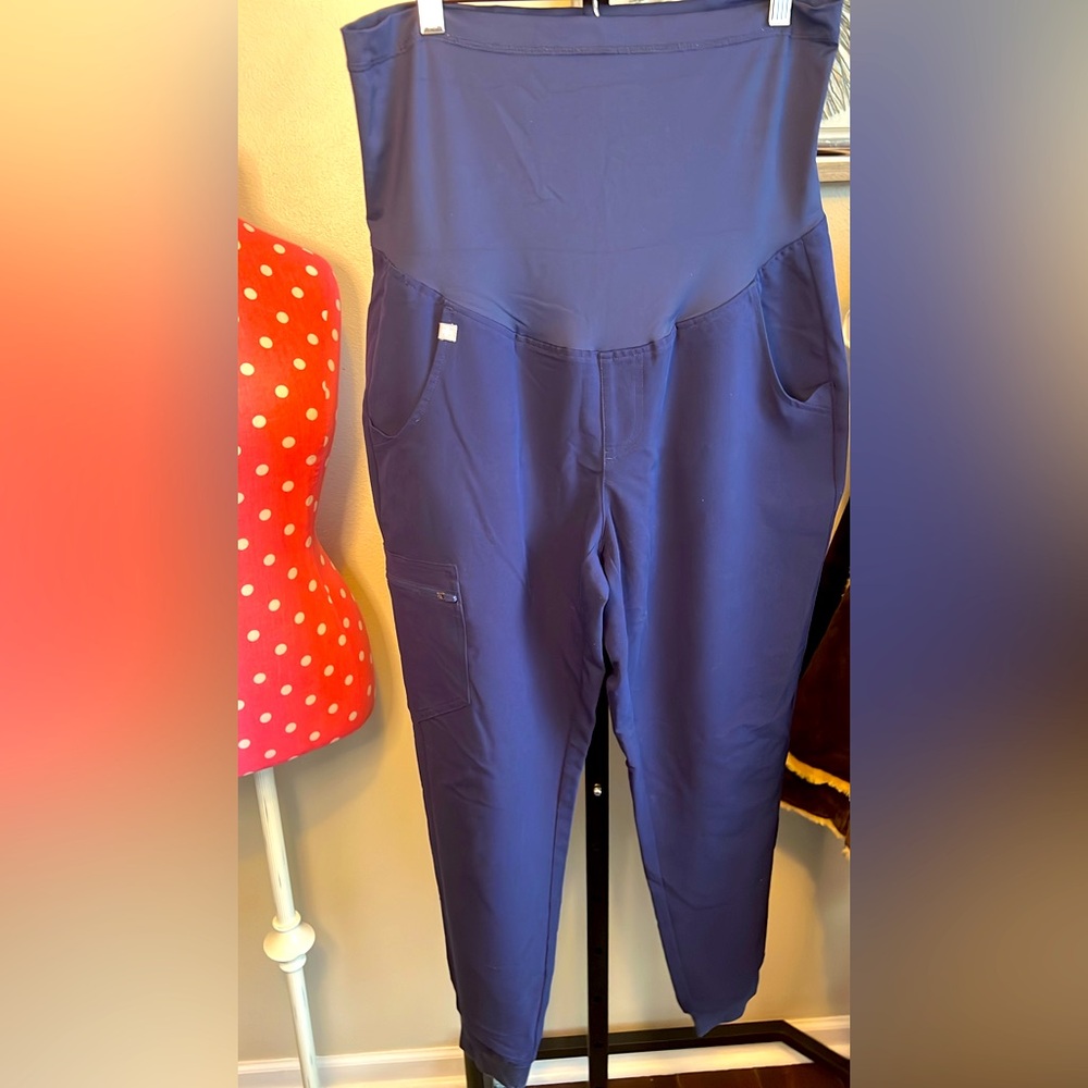FIGS Navy Blue Maternity Scrub Pants with Pockets, Like New